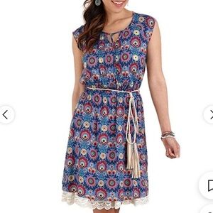 Matilda Jane Splendid Cap Sleeve Blue Floral Short Dress Women's Size Medium